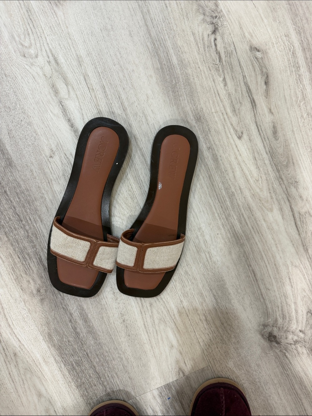 J. Crew Brown and Cream Georgina Slide Sandals size 9